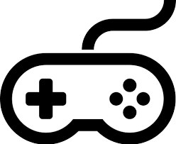 A black and white icon for a gaming hand held controller