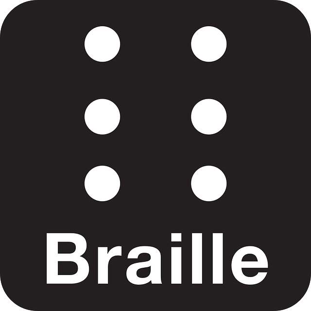 A black Braille square with a full cell and Braille written in text under the full cell.